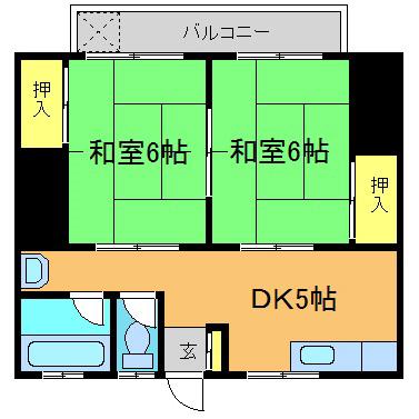 カーサヴェルデ志免I(2DK/1階)の間取り写真