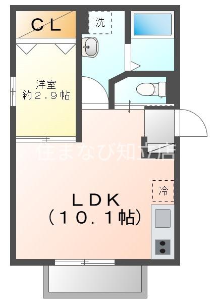 JR東海道本線 刈谷駅 徒歩9分 2階建 築14年(1LDK/1階)の間取り写真
