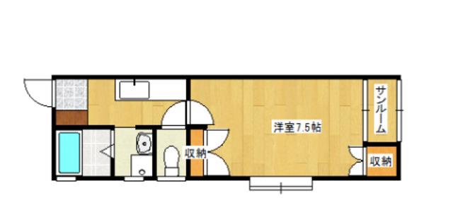 キャッスルモリタC(1K/2階)の間取り写真