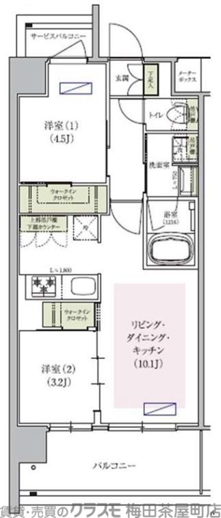 アーバネックス中崎町II(2LDK/4階)の間取り写真