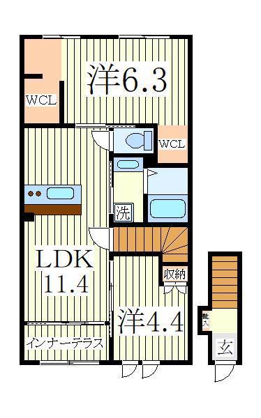 ルピーノ(2LDK/2階)の間取り写真