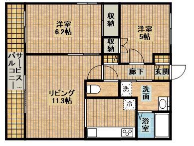 サンボナール(2LDK/3階)の間取り写真