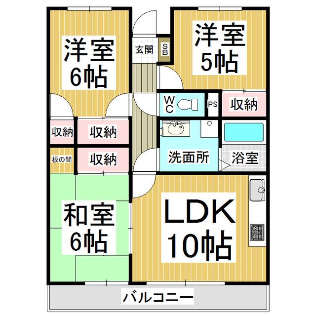 ビューヒルズ上松(3LDK/3階)の間取り写真