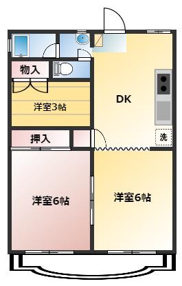野上ビル(3DK/3階)の間取り写真