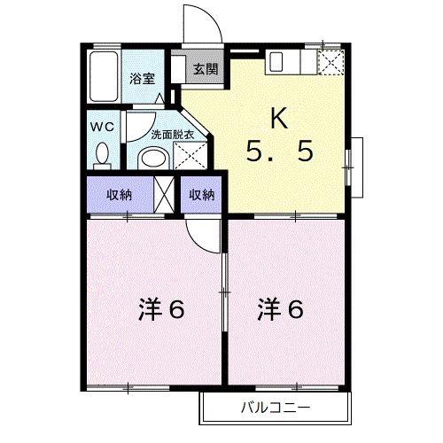 シャンテたたら(2DK/2階)の間取り写真