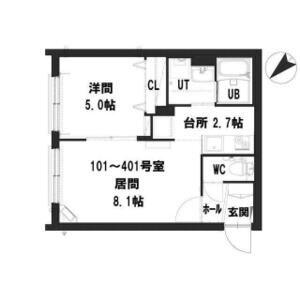 グランメール 南郷13駅前(1LDK/3階)の間取り写真