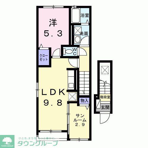 メゾン ド ベル(1LDK/2階)の間取り写真