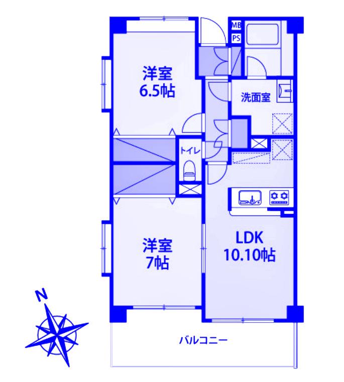 エマーレ新川崎(2LDK/3階)の間取り写真
