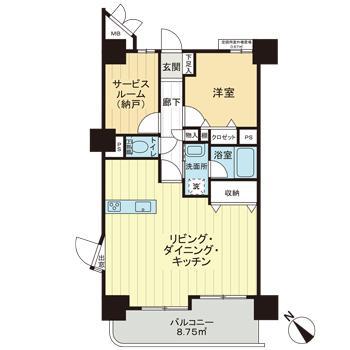 ライオンズシティ鶴舞(1SLDK/6階)の間取り写真