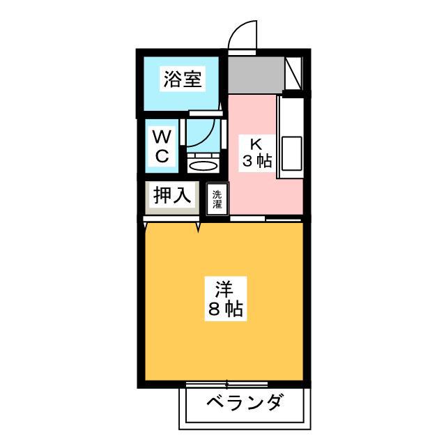 セジュールあづみ(1K/1階)の間取り写真