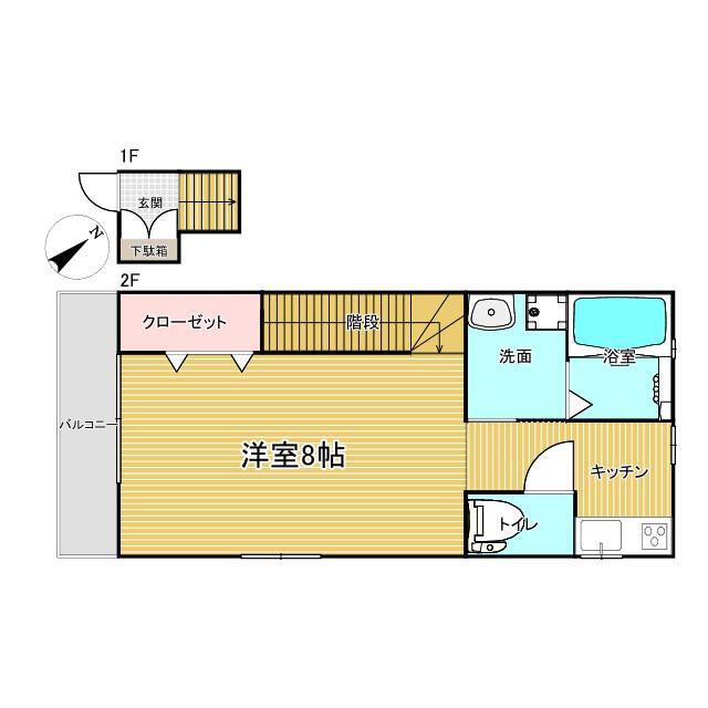 CASA BLU(1K/2階)の間取り写真