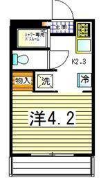 カーサロダン(ワンルーム/2階)の間取り写真
