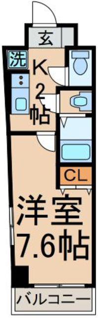 JR青梅線 中神駅 徒歩4分 6階建 築8年(1K/2階)の間取り写真