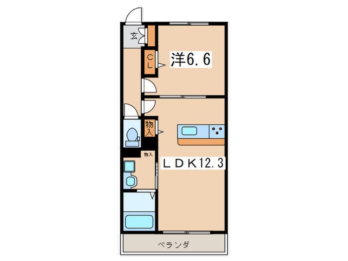 コートヤードIレジデンス(1LDK/2階)の間取り写真