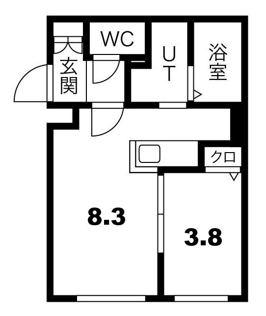 モア南郷(1LDK/2階)の間取り写真