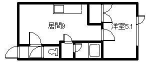 JR函館本線 旭川駅 徒歩34分 2階建 築27年(1DK/2階)の間取り写真