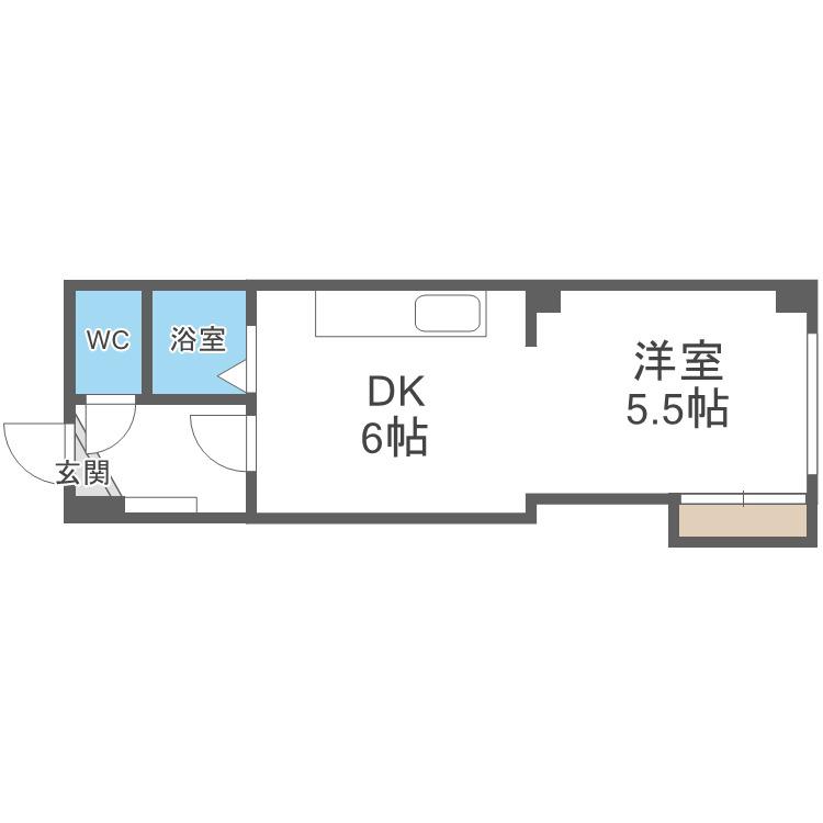クリスタルヒルズ(1DK/2階)の間取り写真