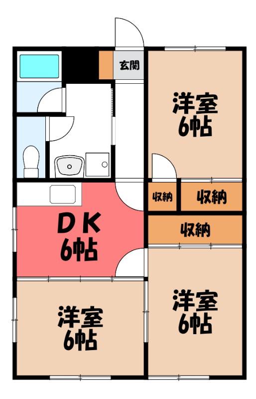 メゾン サンライズ A(3DK/3階)の間取り写真