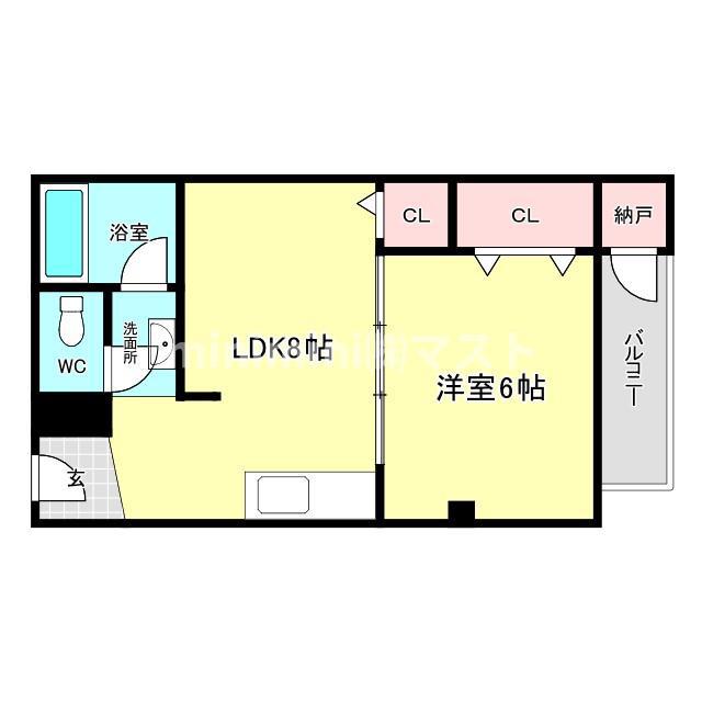 大協ビル(1LDK/4階)の間取り写真