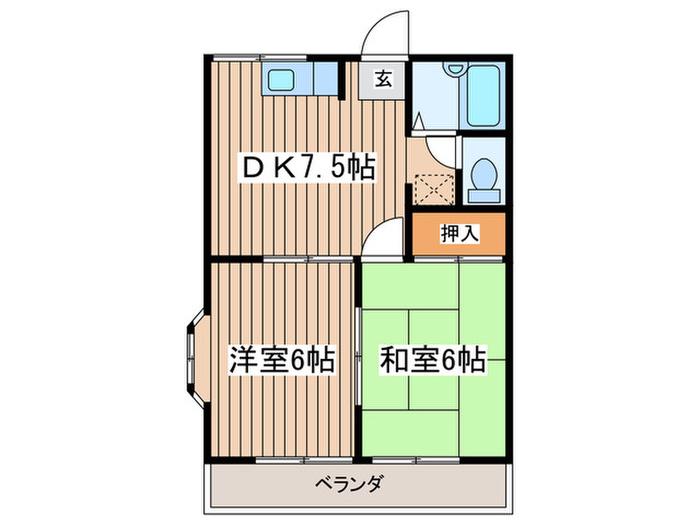 藤浪ハイム(2DK/2階)の間取り写真
