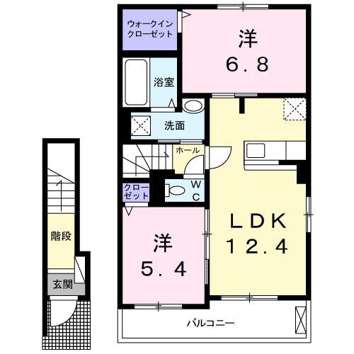 フェリーチェ船橋III(2LDK/2階)の間取り写真