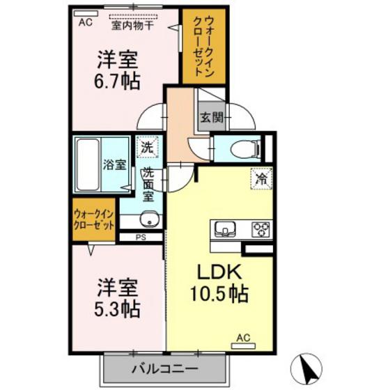 ARIETTA(2LDK/2階)の間取り写真
