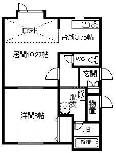 ブルーソールE(1LDK/2階)の間取り写真