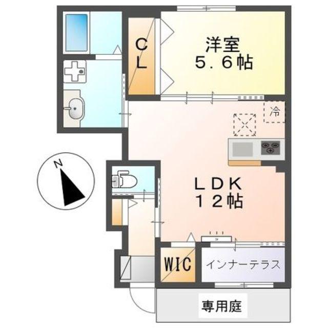 エスポワール(1LDK/1階)の間取り写真