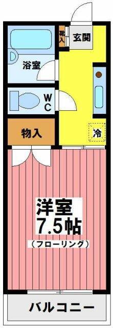 アゼリアハイツ-西つつじヶ丘2丁目-(1K/1階)の間取り写真