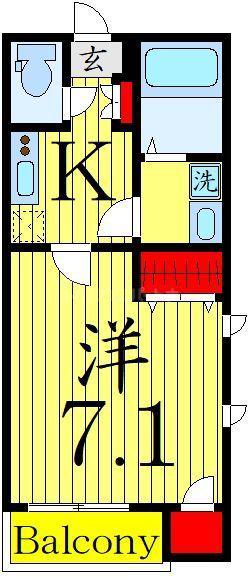 MELDIA北綾瀬IV(1K/1階)の間取り写真