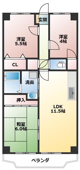 サンブリッジ(3LDK/1階)の間取り写真