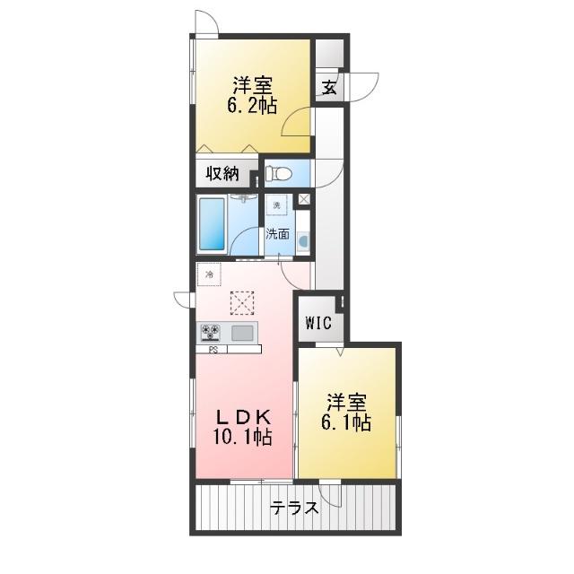 メゾンクレール(2LDK/1階)の間取り写真