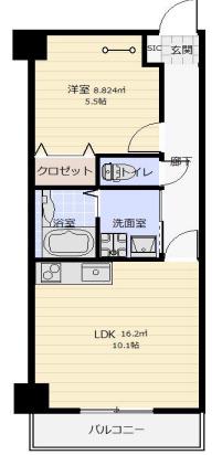 アークデュオ仙台宮町(1LDK/5階)の間取り写真