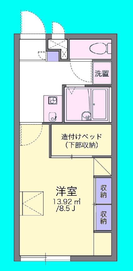 うぐいす(1K/2階)の間取り写真