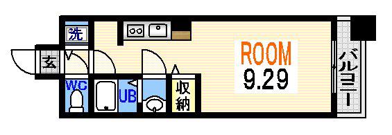 グラビスコート加古町(1K/2階)の間取り写真