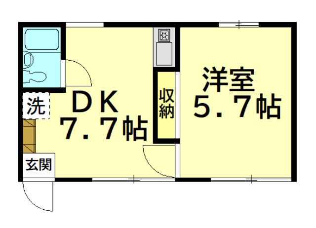 水澤蓮根コーポ(1DK/2階)の間取り写真
