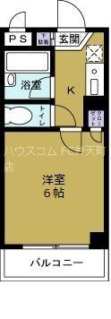 ウイングス弁天(1K/3階)の間取り写真