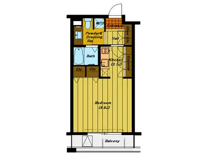 目黒区平町1丁目プロジェクト(1K/2階)の間取り写真