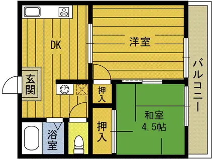 グリーンビル萩原(2DK/2階)の間取り写真