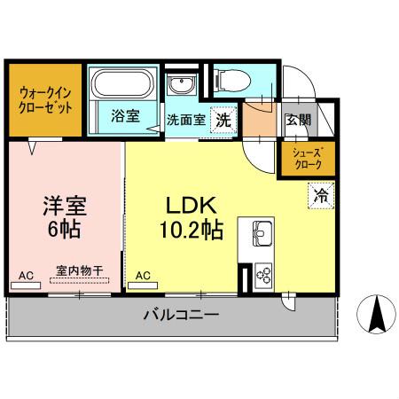 リーリエ中吉野(1LDK/2階)の間取り写真