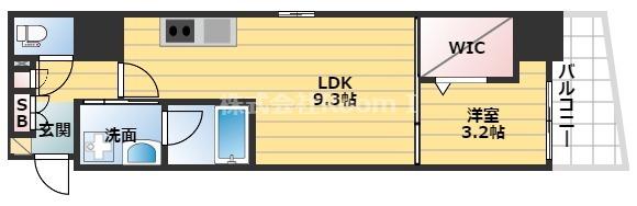 アーバネックス真田山(1LDK/6階)の間取り写真