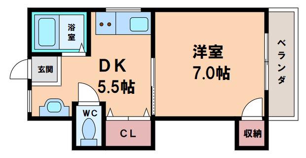 千船ハイツ(1DK/4階)の間取り写真