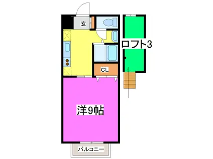 コーポ国本(1K/2階)の間取り写真