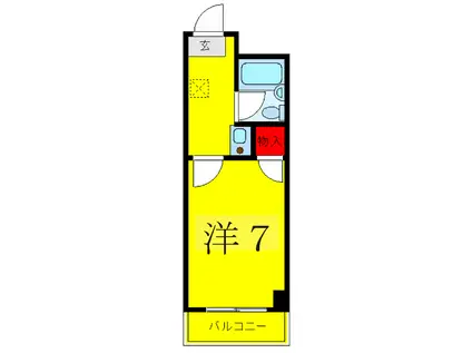 ヴィラ旭(1K/1階)の間取り写真