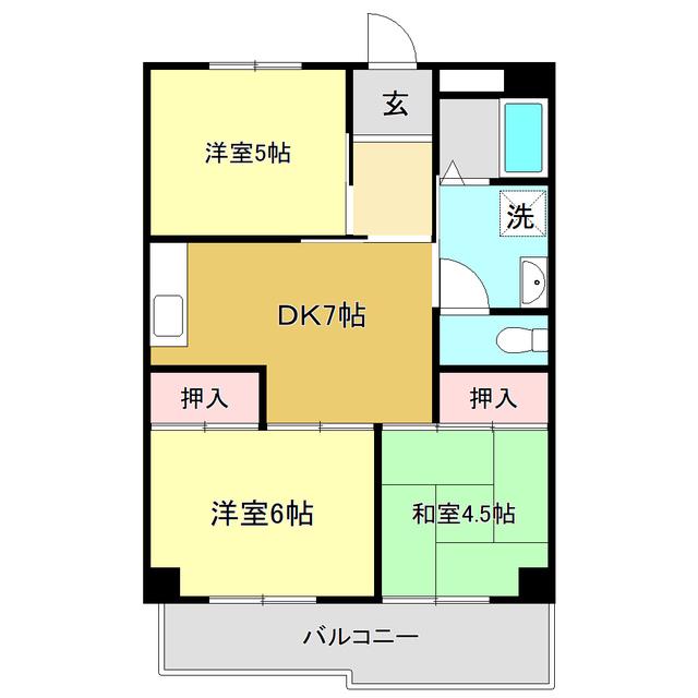 第3山崎マンション(3DK/2階)の間取り写真