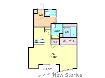 フローラ(ワンルーム/1階)の間取り写真