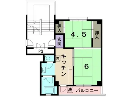 OASIS UMEDAIRA 1(2K/5階)の間取り写真