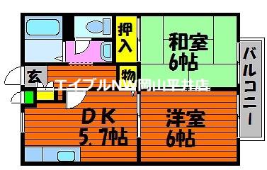 ソレジオ・ミキ(2DK/1階)の間取り写真