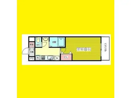 モノロカーレ江坂(1K/8階)の間取り写真