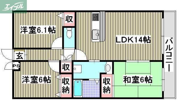 ルネス下中野マンション(3LDK/1階)の間取り写真